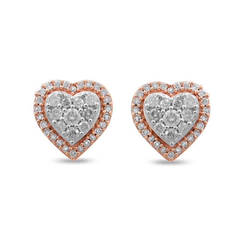 1/4 CT. T.W. Composite Diamond Heart Stud Earrings in 10K Rose Gold | Zales