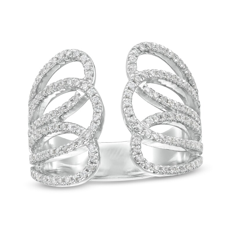 Main Image 1 of 5/8 CT. T.W. Diamond Loops Open Shank Ring in 10K White Gold - Size 7