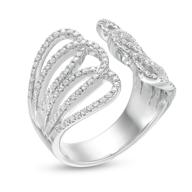Main Image 3 of 5/8 CT. T.W. Diamond Loops Open Shank Ring in 10K White Gold - Size 7