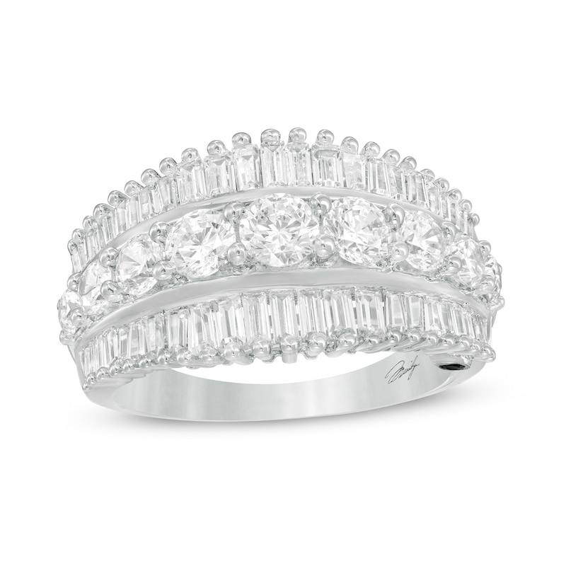 Main Image 1 of Marilyn Monroe™ Collection 2 CT. T.W. Baguette and Round Diamond Multi-Row Ring in 14K White Gold