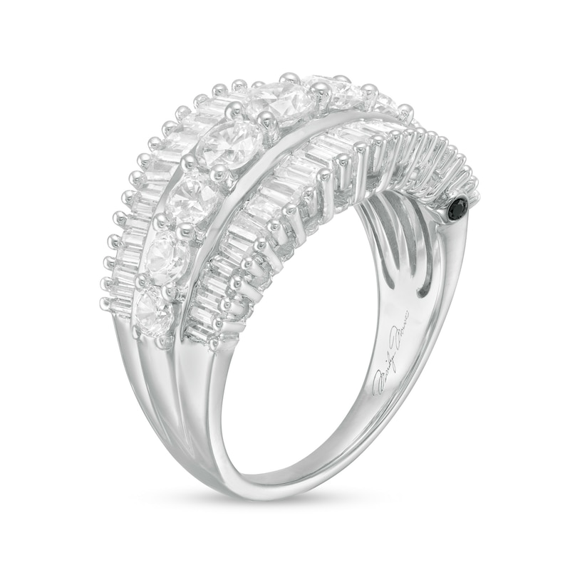 Main Image 2 of Marilyn Monroe™ Collection 2 CT. T.W. Baguette and Round Diamond Multi-Row Ring in 14K White Gold