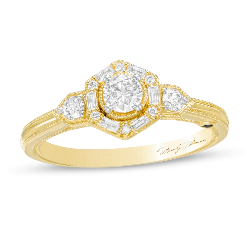 Marilyn Monroe™ Collection 1/2 CT. T.W. Diamond Hexagon Frame Art Deco Engagement Ring in 14K Gold