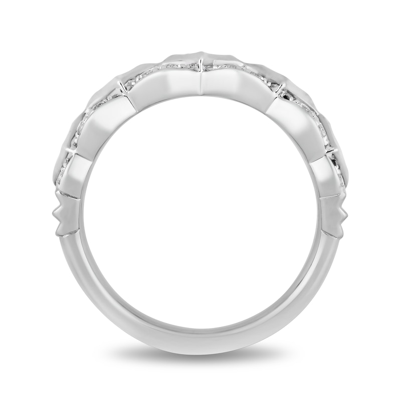 Main Image 3 of Enchanted Disney Ultimate Princess Celebration 3.0mm Tanzanite and 1/3 CT. T.W. Diamond Art Deco Band in 14K White Gold