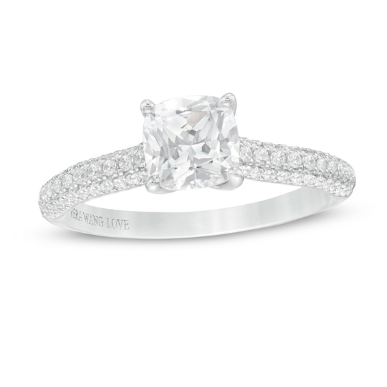 Vera Wang Love Collection 1-1/4 CT. T.w. Certified Cushion-Cut Diamond Engagement Ring in 14K White Gold (I/Si2)
