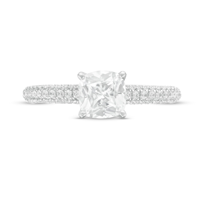 Main Image 4 of Vera Wang Love Collection 1-1/4 CT. T.W. Certified Cushion-Cut Diamond Engagement Ring in 14K White Gold (I/SI2)