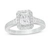 Thumbnail Image 1 of Vera Wang Love Collection 1-1/3 CT. T.W. Certified Emerald-Cut Diamond Frame Engagement Ring in 14K White Gold (I/SI2)