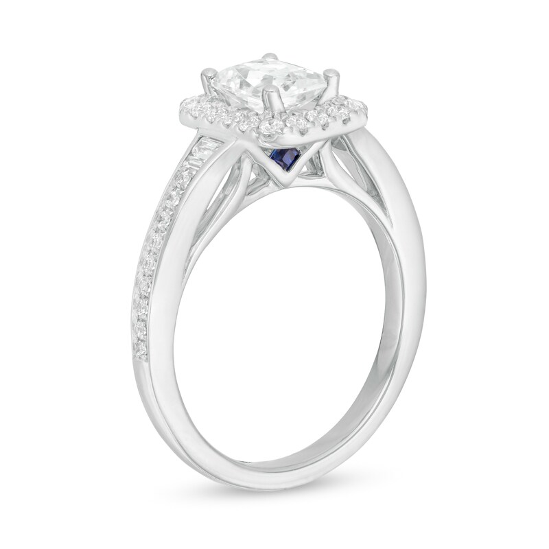 Main Image 3 of Vera Wang Love Collection 1-1/3 CT. T.W. Certified Emerald-Cut Diamond Frame Engagement Ring in 14K White Gold (I/SI2)