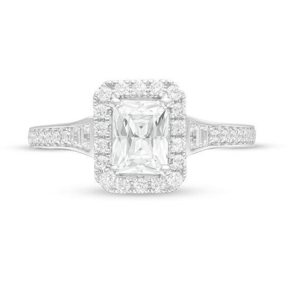 Vera Wang Love Collection 1-1/3 CT. T.w. Certified Emerald-Cut Diamond Frame Engagement Ring in 14K White Gold (I/Si2)