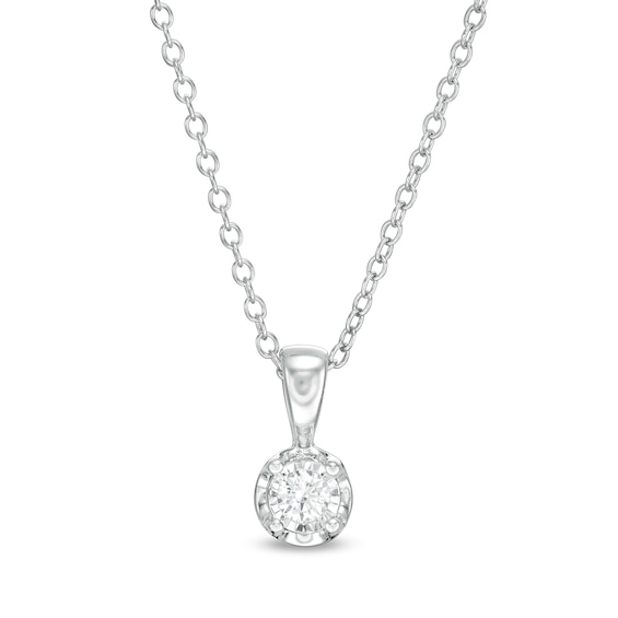 1/10 CT. Diamond Solitaire Pendant in 10K White Gold (J/I3)