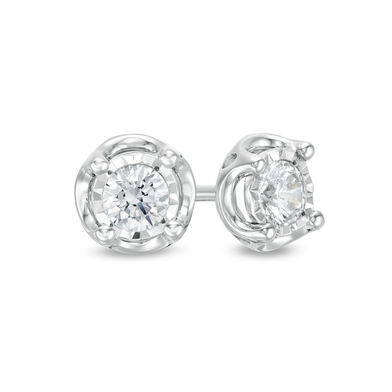 1/ CT. T.w. Diamond Solitaire Stud Earrings in 10K White Gold (J/I3