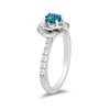 Thumbnail Image 2 of Enchanted Disney Cinderella 5.0mm London Blue Topaz and 1/3 CT. T.W. Diamond Frame Engagement Ring in 14K White Gold
