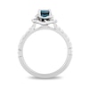 Thumbnail Image 3 of Enchanted Disney Cinderella 5.0mm London Blue Topaz and 1/3 CT. T.W. Diamond Frame Engagement Ring in 14K White Gold