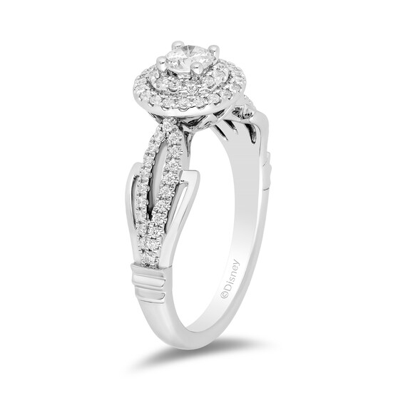 Enchanted Disney Tiana 5/8 CT. T.w. Diamond Double Frame Split Shank Engagement Ring in 14K White Gold