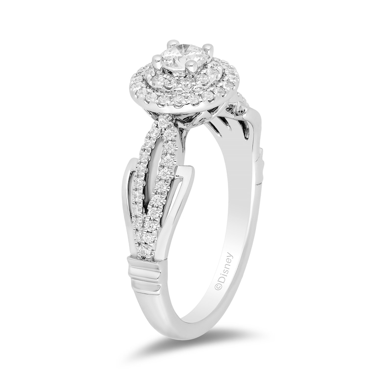Main Image 2 of Enchanted Disney Tiana 5/8 CT. T.W. Diamond Double Frame Split Shank Engagement Ring in 14K White Gold