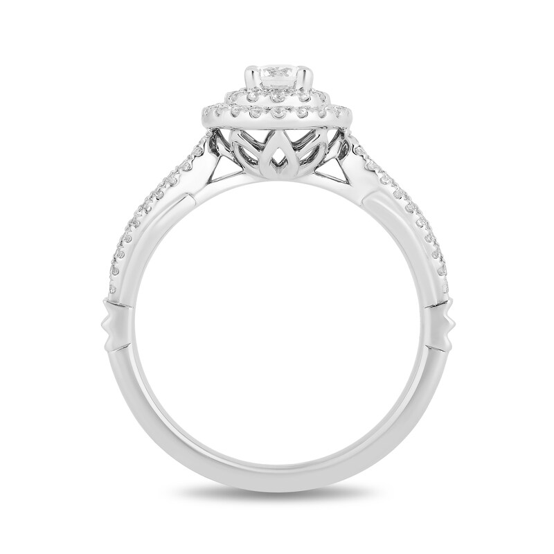 Enchanted Disney Tiana 5/8 CT. T.W. Diamond Double Frame Split Shank Engagement Ring in 14K White Gold