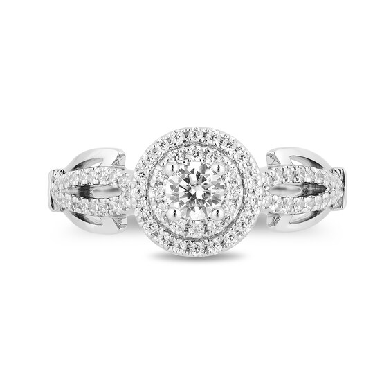 Enchanted Disney Tiana 5/8 CT. T.w. Diamond Double Frame Split Shank Engagement Ring in 14K White Gold