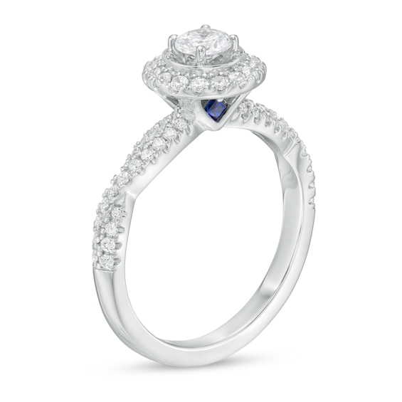 Vera Wang Love Collection 3/4 CT. T.w. Diamond Double Frame Twist Shank Engagement Ring in 14K White Gold