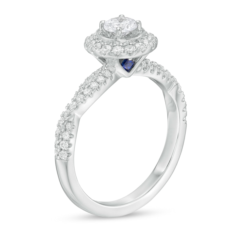 Vera Wang Love Collection 3/4 CT. T.W. Diamond Double Frame Twist Shank Engagement Ring in 14K White Gold