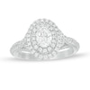 Thumbnail Image 0 of Vera Wang Love Collection 1 CT. T.W. Oval Diamond Double Frame Engagement Ring in 14K White Gold