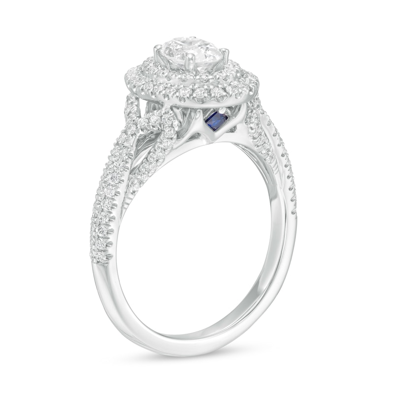 Vera Wang Love Collection 1 CT. T.W. Oval Diamond Double Frame Engagement Ring in 14K White Gold