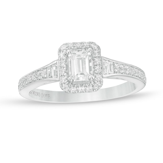 Vera Wang Love Collection 3/4 CT. T.w. Emerald-Cut Diamond Frame Engagement Ring in 14K White Gold