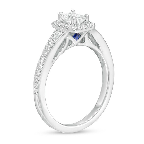Vera Wang Love Collection 3/4 CT. T.w. Emerald-Cut Diamond Frame Engagement Ring in 14K White Gold