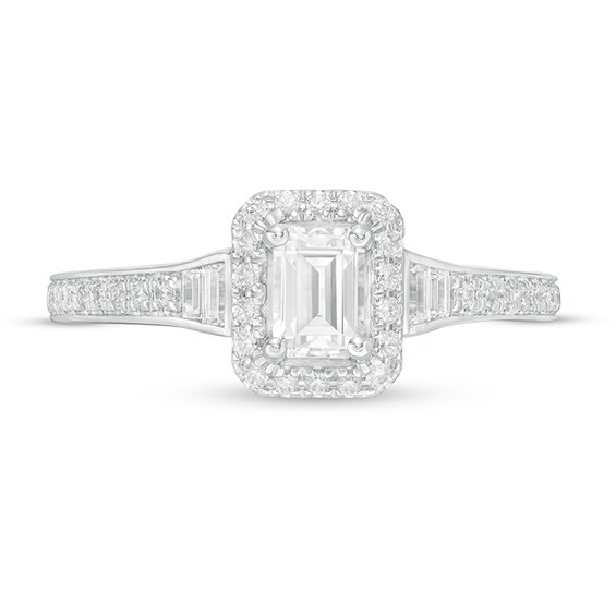 Vera Wang Love Collection 3/4 CT. T.w. Emerald-Cut Diamond Frame Engagement Ring in 14K White Gold