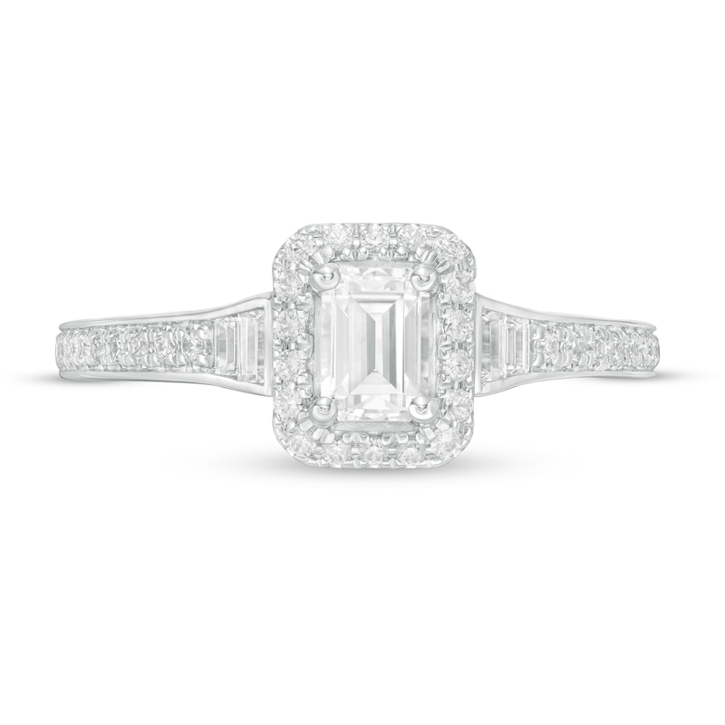 Vera Wang Love Collection 3/4 CT. T.W. Emerald-Cut Diamond Frame Engagement Ring in 14K White Gold