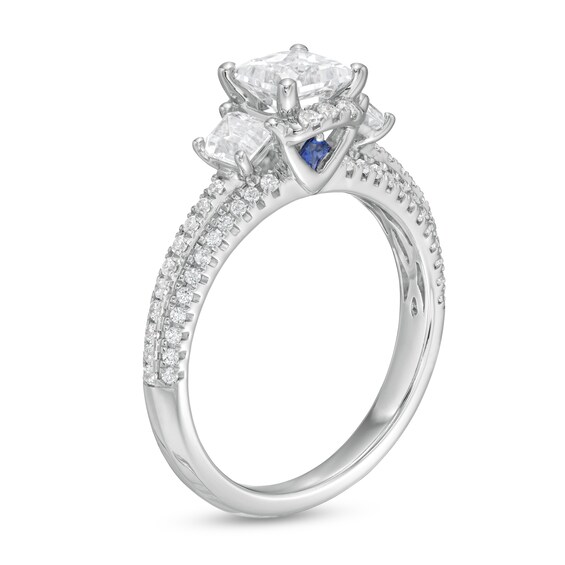 Vera Wang Love Collection 1-1/2 CT. T.w. Certified Princess-Cut Diamond Collar Engagement Ring in 14K White Gold (I/Si2)