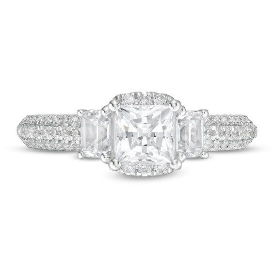 Vera Wang Love Collection 1-1/2 CT. T.w. Certified Princess-Cut Diamond Collar Engagement Ring in 14K White Gold (I/Si2)