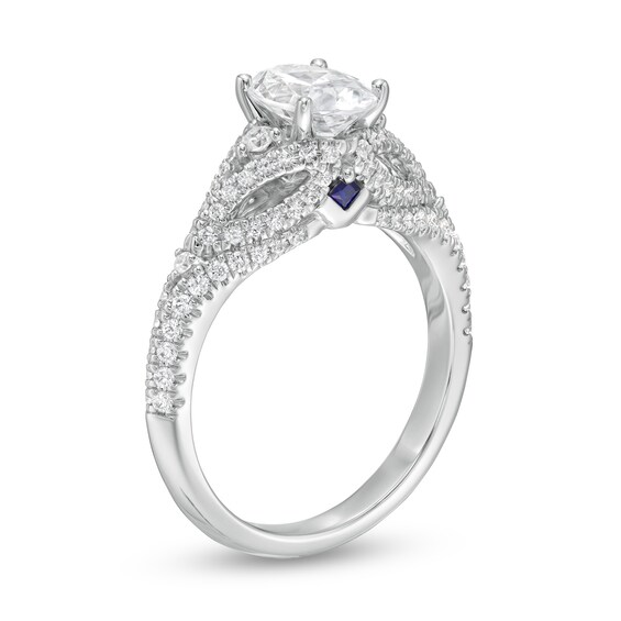 Vera Wang Love Collection 1-1/2 CT. T.w. Certified Oval Diamond Split Shank Engagement Ring in 14K White Gold (I/Si2)