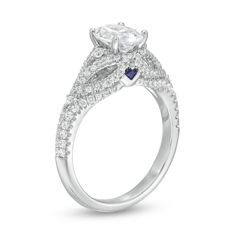 Main Image 3 of Vera Wang Love Collection 1-1/2 CT. T.W. Certified Oval Diamond Split Shank Engagement Ring in 14K White Gold (I/SI2)