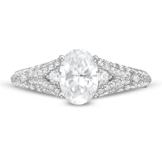 Vera Wang Love Collection 1-1/2 CT. T.w. Certified Oval Diamond Split Shank Engagement Ring in 14K White Gold (I/Si2)