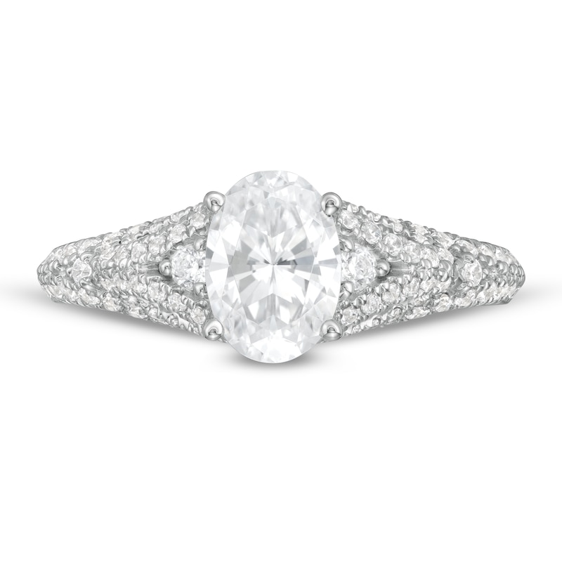 Vera Wang Love Collection 1-1/2 CT. T.W. Certified Oval Diamond Split Shank Engagement Ring in 14K White Gold (I/SI2)