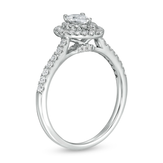7/8 CT. T.w. Pear-Shaped Diamond Double Frame Engagement Ring in 10K White Gold (I/I2)