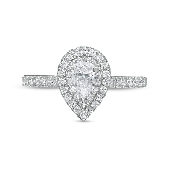 7/8 CT. T.w. Pear-Shaped Diamond Double Frame Engagement Ring in 10K White Gold (I/I2)