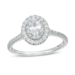 7/8 CT. T.W. Oval Diamond Double Frame Engagement Ring in 10K White Gold