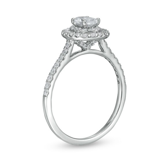 7/8 CT. T.w. Oval Diamond Double Frame Engagement Ring in 10K White Gold