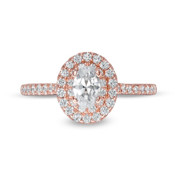 7/8 CT. T.w. Oval Diamond Double Frame Engagement Ring in 10K Rose Gold