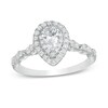 Thumbnail Image 1 of 1 CT. T.W. Pear-Shaped Diamond Double Frame Scallop Shank Engagement Ring in 10K White Gold
