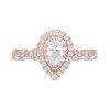 1 CT. T.W. Pear-Shaped Diamond Double Frame Scallop Shank Engagement Ring in 10K Rose Gold