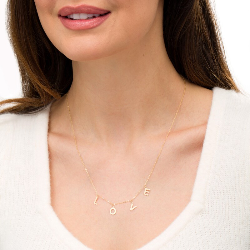 Main Image 2 of "LOVE" Letter Station Necklace in 10K Gold - 20"