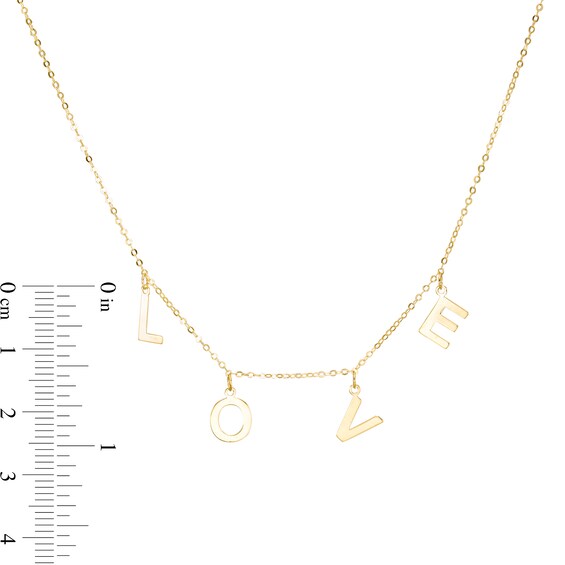 "Love" Letter Station Necklace in 10K Gold - 20"