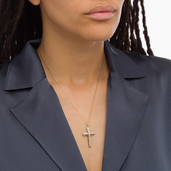1 CT. T.w. Diamond Cross Pendant in 10K Gold