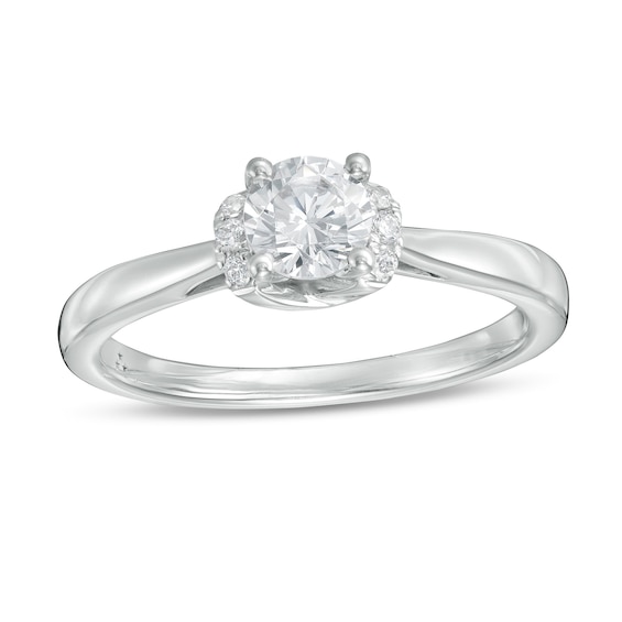 1/2 CT. T.w. Diamond Collar Engagement Ring in 14K White Gold (I/I2)