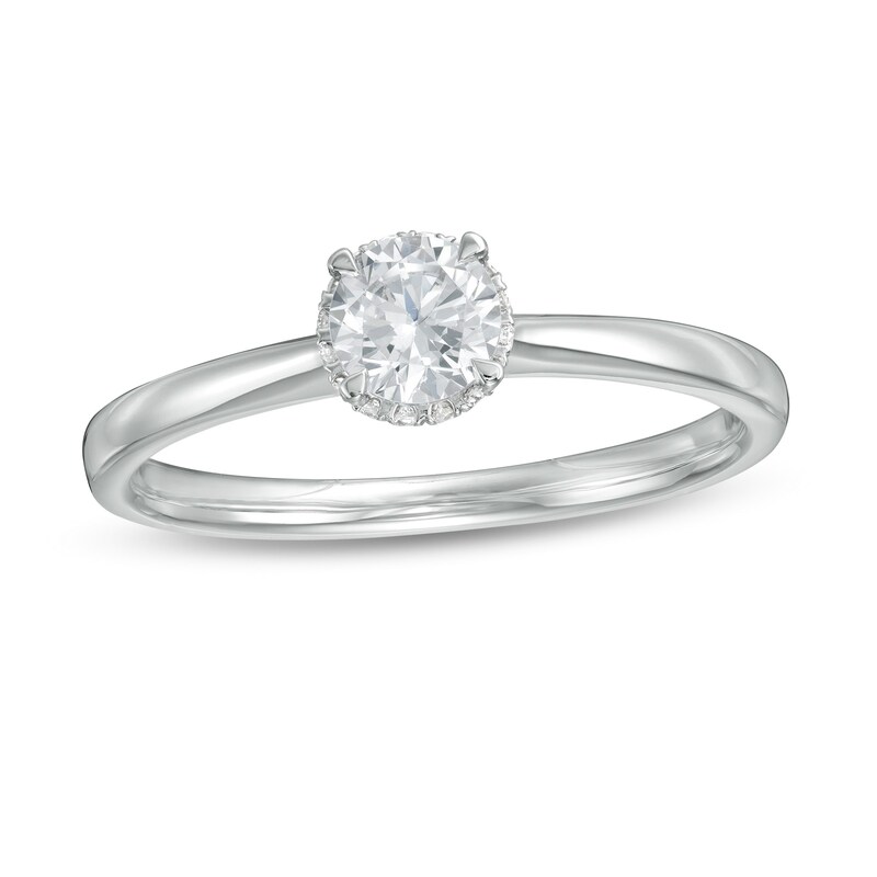 Main Image 1 of 3/8 CT. T.W. Diamond Frame Engagement Ring in 14K White Gold (I/I2)