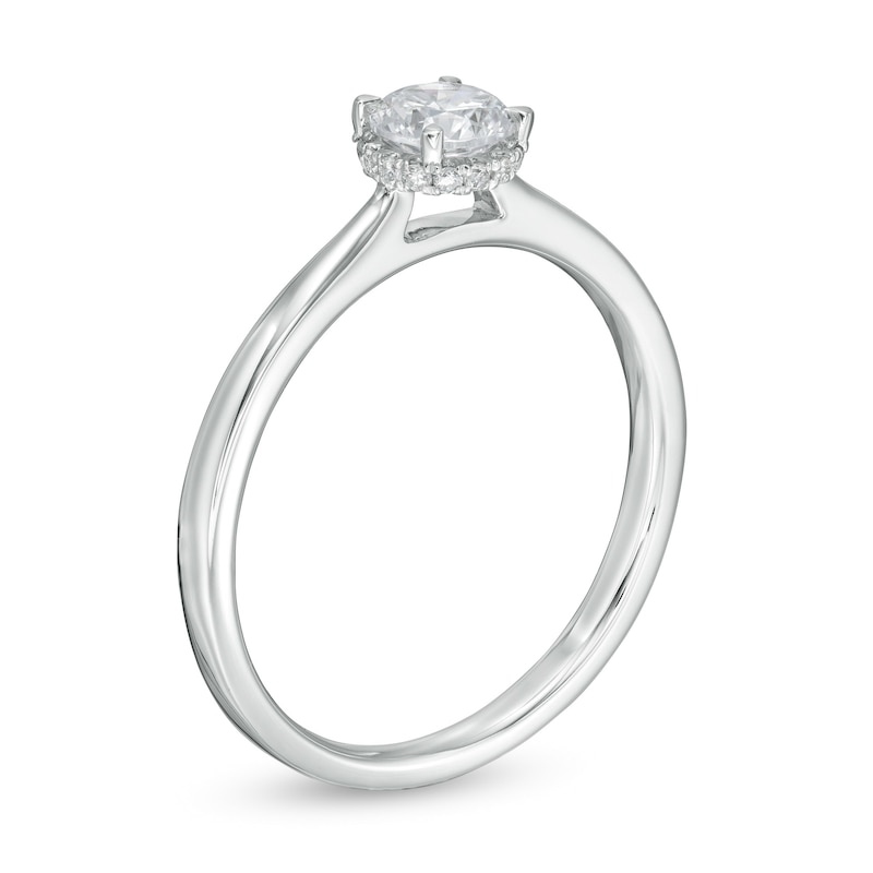 Main Image 3 of 3/8 CT. T.W. Diamond Frame Engagement Ring in 14K White Gold (I/I2)