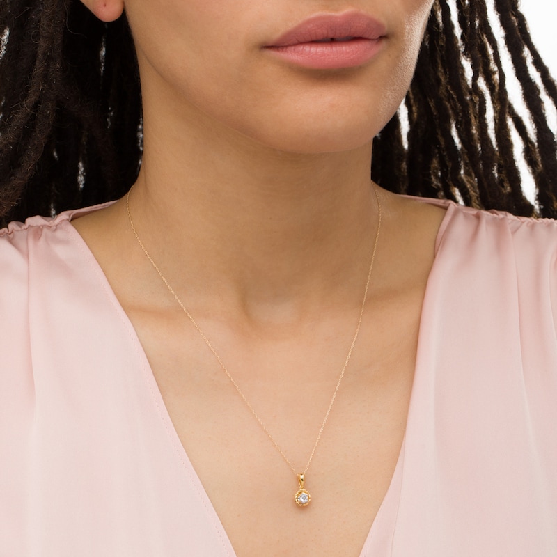 Main Image 2 of 1/6 CT. Diamond Solitaire Rope Frame Pendant in 10K Gold (I/I3)
