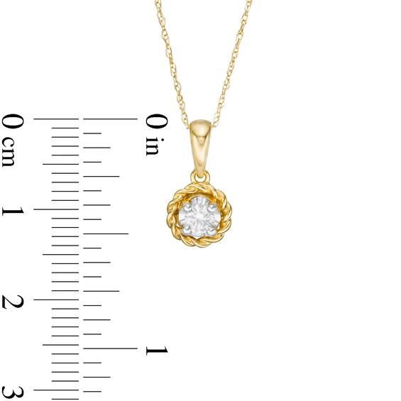 1/6 CT. Diamond Solitaire Rope Frame Pendant in 10K Gold (I/I3) 1/6 CT. Diamond Solitaire Rope Frame Pendant in 10K Gold (I/I3)