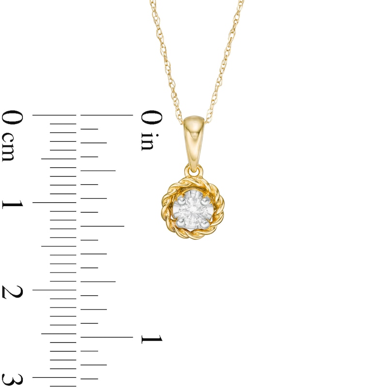 1/6 CT. Diamond Solitaire Rope Frame Pendant in 10K Gold (I/I3)